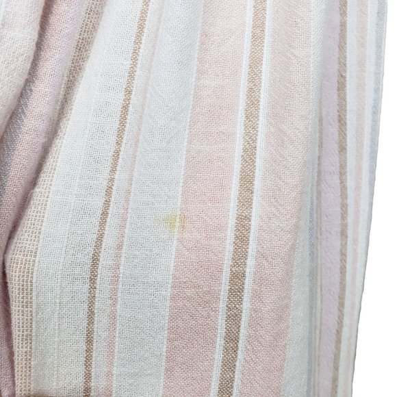 Loft Beach Cotton Linen Blend Striped Midi Dress Neutral Elasticized Waist XXS - Picture 5 of 8